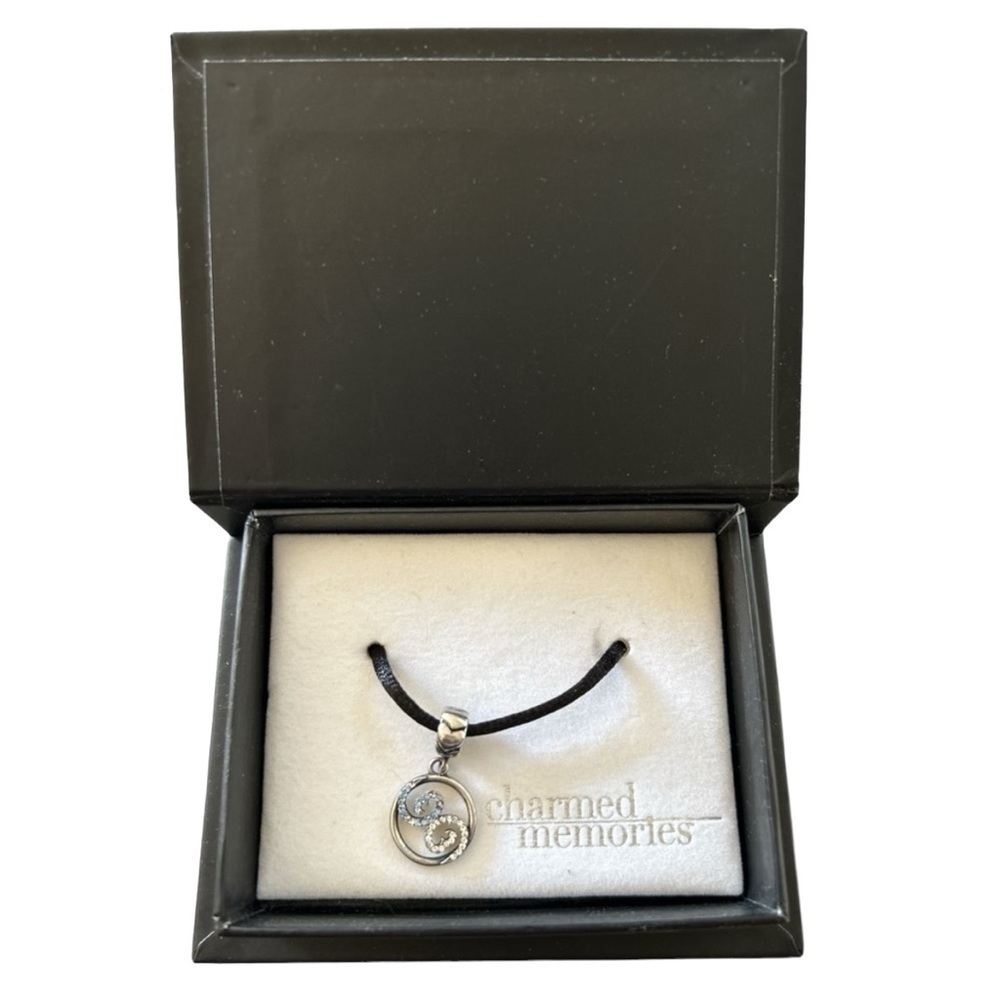 Charmed Memories Charm Sterling Silver Swirl white/Blue CZ Charm NWT - Picture 2 of 3